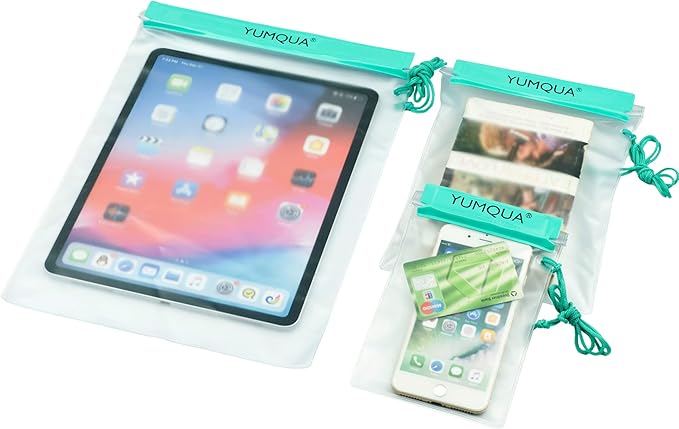YUMQUA Clear Waterproof Bag, Waterproof Document Pouch Passport Holder Water Tight Map Case Waterproof Pouch Water Proof Small Dry Bags for Kindle Phone Tablet Camera, Kayak Boat PaddleBoard
