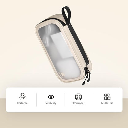 pack all Clear Electronic Organizer, TPU Cable Organizer Bag, Compact Cord Travel Organizer for Cables, Chargers, Phones, USB cords, SD Cards (Beige)
