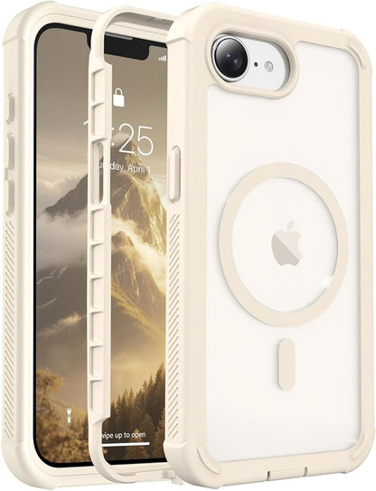 jaroco Magnetic for iPhone 17e Case& iPhone 16e Case,[Compatible with MagSafe][Military Grade Drop Protection][Heavy Duty Protection][Non-Slip][Shockproof]2-Layer Bumper Phone Case 6.1''-Antique White