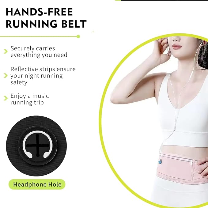 Running Belt Fanny Pack for Women，Water Resistant Large Capacity Waist Pack for iPhone 16 15 14 13 Samsung，Lightweight Running Phone Holder，Slim Money Belt Running Pouch for Hiking Outdoor Pink