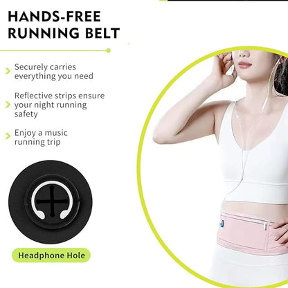 Running Belt Fanny Pack for Women，Water Resistant Large Capacity Waist Pack for iPhone 16 15 14 13 Samsung，Lightweight Running Phone Holder，Slim Money Belt Running Pouch for Hiking Outdoor Pink