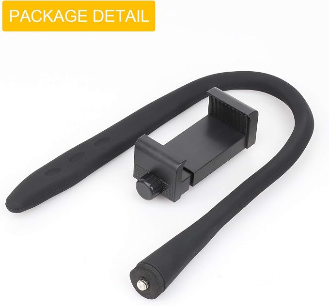 iTODOS Portable Flexible Cell Phone Holder Stand for Treadmill, Spin Bike, Stroller, Shopping Cart, Bed, Car, Kitchen, Desk, Compatible with iPhone, Android (Black)