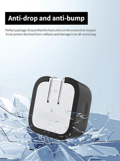 Case for Apple 35W Dual USB-C Port Compact Power Adapter, WUNIAK Soft Silicone Protective Portable Scratch Shock Resistant Shell, Protective Case for Apple 35W Dual USB-C Charger, Black