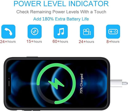 Battery Case for iPhone 12 Pro Max,12000mAh Portable Protective Charging Case with Wireless Charging Compatible with iPhone 12 Pro Max (6.7inch) Extended Battery Pack Charger Case with Carplay (Black)