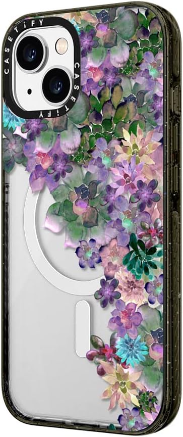 CASETiFY Impact iPhone 14 Case [4X Military Grade Drop Tested / 8.2ft Drop Protection/Compatible with Magsafe] - My Succulent Garden by Monika Strigel - Glossy Black