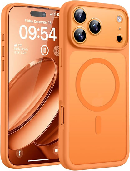 TOCOL for iPhone 17 Pro Max Case, Compatible with Magsafe Charger, Full Camera Protection, Translucent Matte for iPhone 17 Pro Max Phone Case 6.9 inch (Orange)