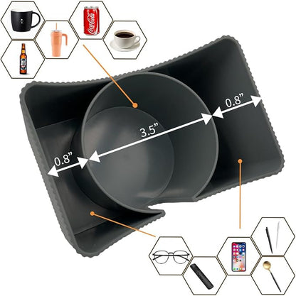 Couch Anti-Spill Drink Holder Tray, Couch Seat Cushion Cup Beverage Holder for Cups, Mugs, Bottles, Cans (Gray)