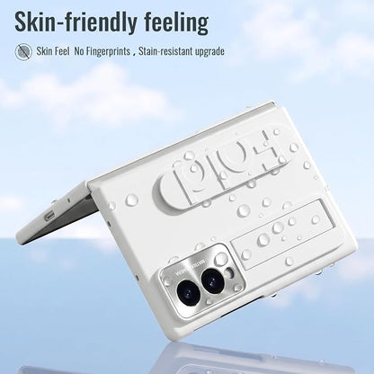 for Samsung Galaxy Z Fold 8 Case with Wristband Stand, Built-in Screen & Lens Protection Shockproof Full Body Drop Fall Protection.(White)