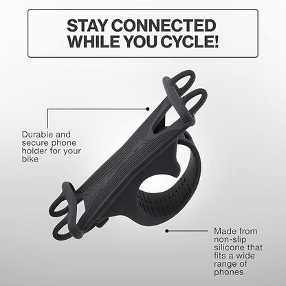 TeamObsidian Bike Phone Holder, Motorcycle Phone Mount - Size L - Non-Slip Material - Fits for 99% of Cellphone Models 5-6.5" - for All Handlebar Types