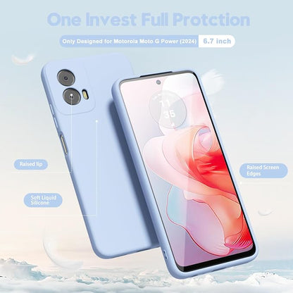 oakxco for Motorola Moto G Power 5G 2024 Phone Case Liquid Silicone, Thin Slim Soft Rubber Gel TPU Plain Simple Cover for Women Girl Cute, Matte Solid Color, Light Blue