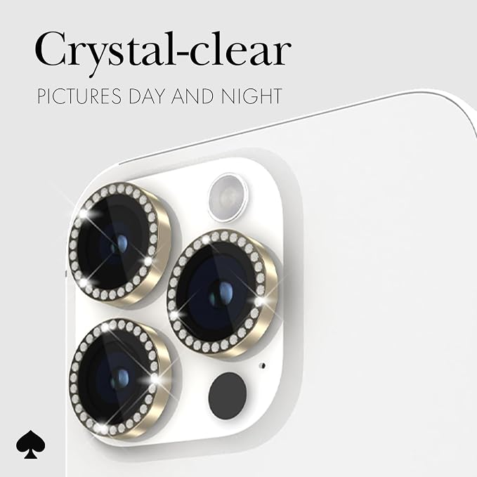 kate spade new york iPhone 15 Pro/iPhone 15 Pro Max Camera Lens Protector with Aluminum Rings - Crystal