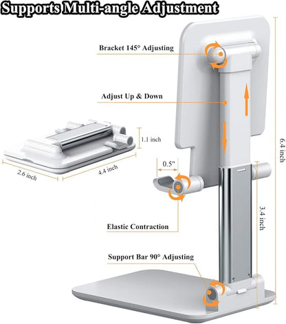 2 Pcs Cell Phone Stand, Adjustable Angle Height Phone Stand for Desk, Fully Foldable/Portable Phone Holder, Compatible for iPhone 16/15/14/13/12/Smartphones