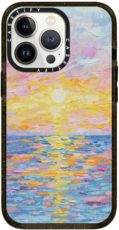CASETiFY Impact iPhone 13 Pro Case [4X Military Grade Drop Tested / 8.2ft Drop Protection/Compatible with Magsafe] - Frosted Sunset - Clear Black