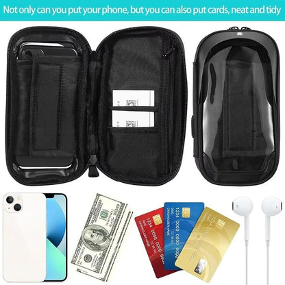 Bike Frame Bag Waterproof Bicycle Phone Holder Pouch Smartphone Mount 360° Rotatable Touchscreen Zipper Handlebar Bag Sun Visor Rain Cover Motorbike Scooter Scooty