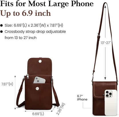 befen Genuine Leather Small Crossbody Bags for Women, Womens Cell Phone Purses Cross body Bag Purse with RFID Card Slots