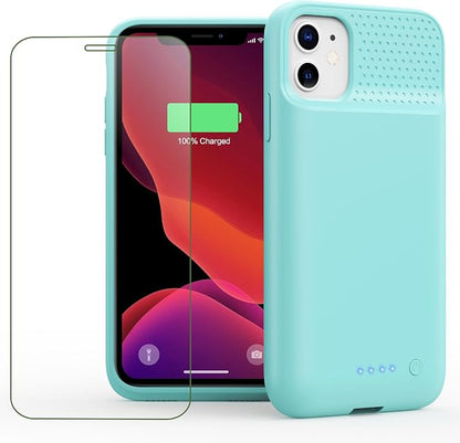 Feob Battery Case for iPhone 11/XR, [2026 Upgraded] 7500mAh Slim Portable Smart Charging Case Rechargeable Protective Extended Charging Cover for iPhone 11/XR-Green