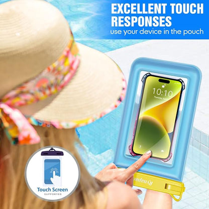 Rynapac Waterproof Phone Pouch Floating - 10in Waterproof Phone Case for Beach Essentials, IPX8 Underwater Cellphone Holder with Lanyard for iPhone 16 15 14 Pro Max, Galaxy 24 23 Ultra (1 Pack)