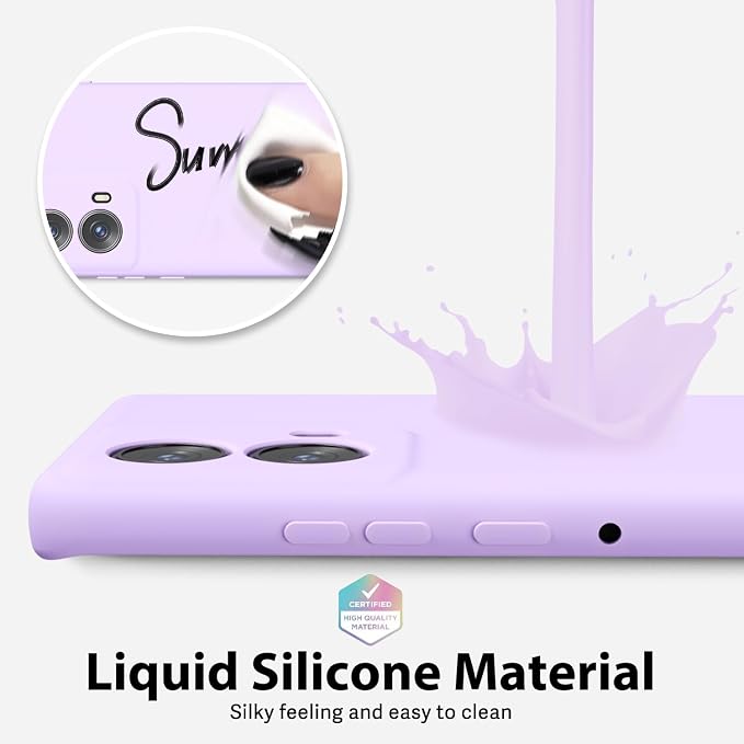 oakxco for Motorola Moto Edge 2024 Phone Case Liquid Silicone, Thin Slim Soft Rubber Gel TPU Plain Protective Simple Cover for Women Girl Cute, Matte Solid Color Aesthetic, Lilac Purple Lavender