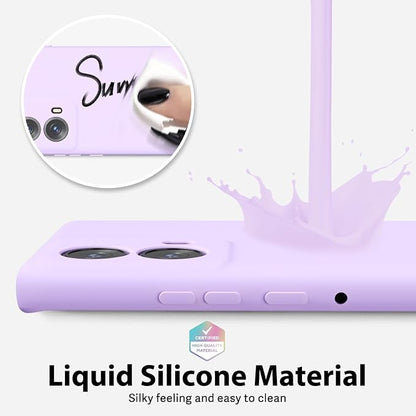 oakxco for Motorola Moto Edge 2024 Phone Case Liquid Silicone, Thin Slim Soft Rubber Gel TPU Plain Protective Simple Cover for Women Girl Cute, Matte Solid Color Aesthetic, Lilac Purple Lavender