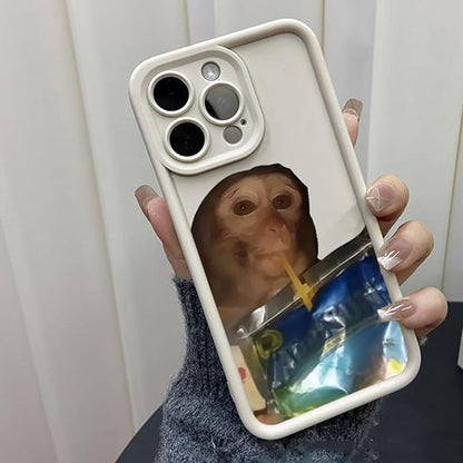 Monkey Phone Case, Funny Monkey Phone Cases, Monkey Drinking Phone Case, for iPhone 16/15/14/13/12/11 Promax (White B,for iPhone 12Promax)
