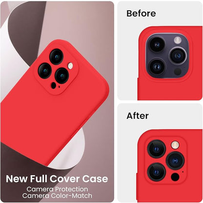 FireNova Designed for iPhone 14 Pro Case, Silicone Upgraded [Camera Protection] Phone Case, Soft Anti-Scratch Microfiber Lining Inside, 6.1 inch, Red