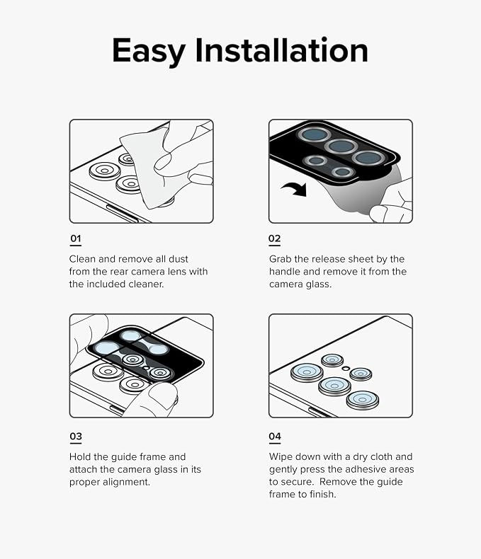 Ringke Camera Lens Frame Glass [Individual Lens Covers] Compatible with iPhone 15 Pro Max Camera Lens Protector, Tempered Glass Covers and Aluminum Alloy Frames - Black