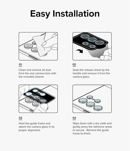 Ringke Camera Lens Frame Glass [Individual Lens Covers] Compatible with iPhone 15 Pro Max Camera Lens Protector, Tempered Glass Covers and Aluminum Alloy Frames - Black