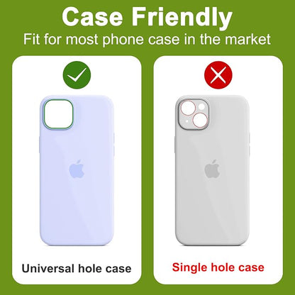 2-Pack Shatterproof Camera Lens Protector for iPhone 15/15 Plus |AR Tempered Glass Strong Adsorption Metal Camera Cover Screen((Light blue)