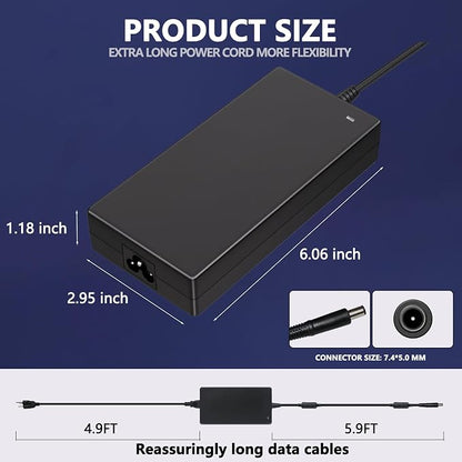 19.5V 9.23A 180W for Dell Alienware Laptop Charger Replacement Compatible with G3 G5 G7 R1 R2 Precision 7710 7730 7540 Gaming Laptop Power Adapter-7.4 * 5.0MM