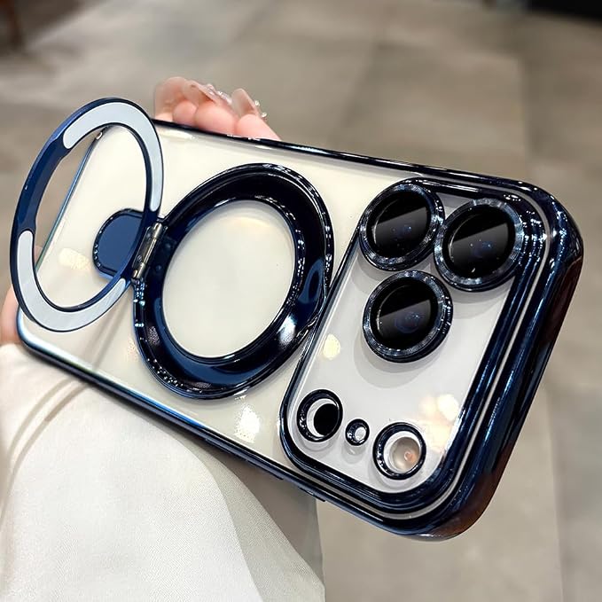 for iPhone 17 Pro Case Magnetic Stand,[Compatible with Magsafe] [Military Protection][Camera Lens Protector] Phone Case Cover for iPhone 17 Pro 6.3" - Deep Blue