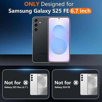 SPIDERCASE Designed for Samsung Galaxy S25 FE Case,[10 FT Military Grade Drop Protection],2 Pack [Tempered Glass Screen Protector+Camera Lens Protector] Heavy Duty Shockproof Case,Deep Blue