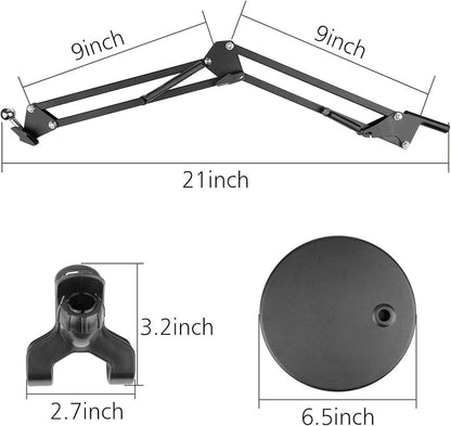 Chromlives Overhead Phone Mount - Articulating Arm Stand with Base, 360 Adjustable Phone & Tablet Holder