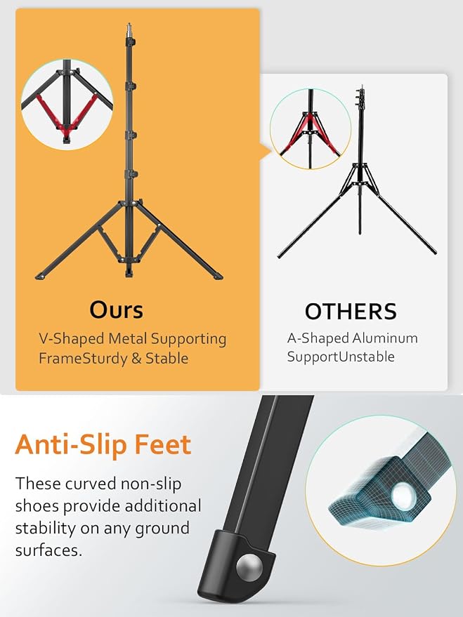 AOCHUAN 1.7M Complete Camera Tripod for Smartphones Camera Gimbal Stabilizers w/ 0.44m ~1.7m Aluminum Alloy Lighting Stand(T20)