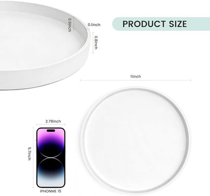 1 Pack 11" Bathroom and Vanity Tray, ABS Bathroom Counter Organizer, Coffee Table Decor for Perfume, Candles, Keys &More. Kitchen Countertop Organizer, Decorative Tray Soap Holder, White