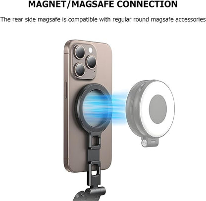 Magnetic Phone Tripod for iPhone 16/15/14/13/12 Plus Pro Max Series,Aluminium Mini Magsafes Tripod for iPhone & Magsafes,Double-Sided Design,1/4" Screw,Cold Shoe Interface,Arca Swiss Base