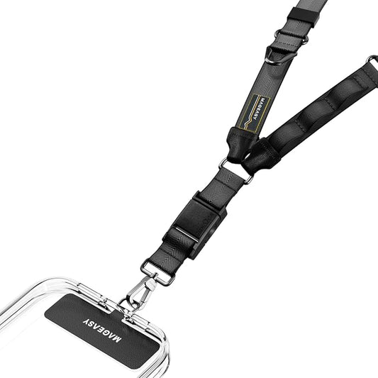 MAGEASY 20mm FidLock Mono Crossbody Utility Strap- Adjustable Crossbody Phone Lanyard with Magnetic Quick Release Buckle, Universal Durable Strap for iPhone 16 Pro Max & Most Smartphones - Black