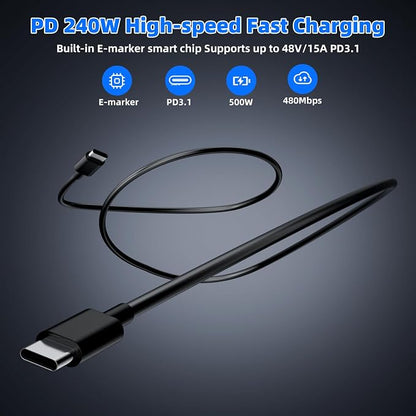 500W Fast Charging 8 Port USB C Charger Block with Nylon Fast Charging Cable, Multi-Device Charging Station Wall Desktop Charger with GaN Ⅲ Technology, USB-C Charger Adapter for MacBook/iPad/iPhone 17