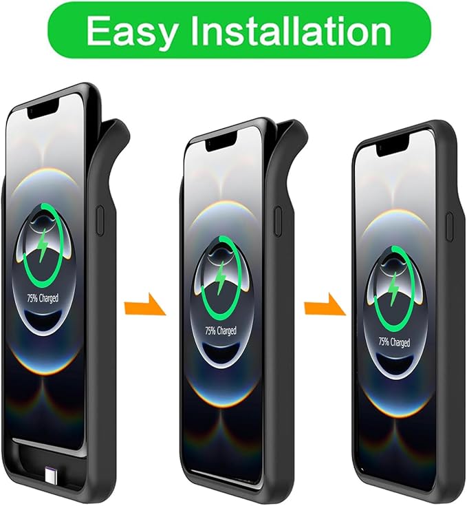 Battery Case for iPhone 16e, Upgraded 10000mAh Rechargeable Portable Charging Case with Wireless Charging Compatible for iPhone 16e (6.1 inch) with Carplay Extended Battery Pack Charger Case (Black)