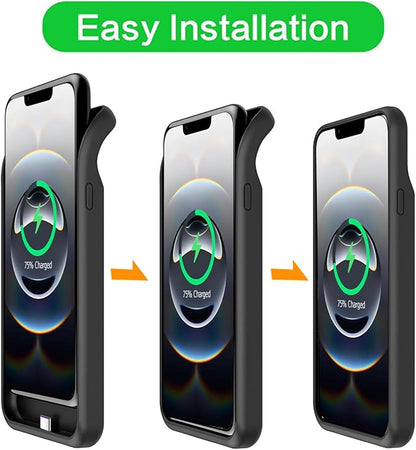 Battery Case for iPhone 16e, Upgraded 10000mAh Rechargeable Portable Charging Case with Wireless Charging Compatible for iPhone 16e (6.1 inch) with Carplay Extended Battery Pack Charger Case (Black)
