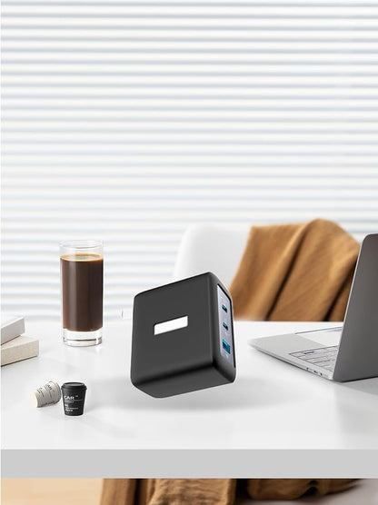 Case for Anker 100W USB C Charger (GaN II), WUNIAK Soft Silicone Protective Portable Scratch Shock Resistant Shell, Protective Case for Anker 736 Charger (A2145/B2145), Black