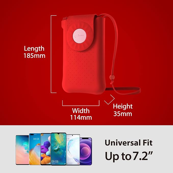Bone Crossbody Phone Bubble Bag 1, Cell Phone Purse with Shock-Absorbing Design & Magnetic Closure, Adjustable Silicone Shoulder Lanyard Strap (Red)