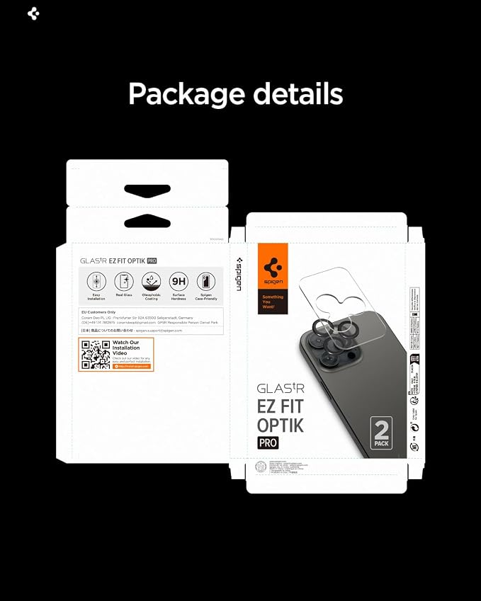 Spigen Camera Lens Screen Protector [GlasTR EZ Fit Optik Pro] Designed for iPhone 17 Pro Max | iPhone 17 Pro | iPhone 16 Pro Max | 16 Pro | iPhone 15 Pro Max | 15 Pro - Black [2 Pack]