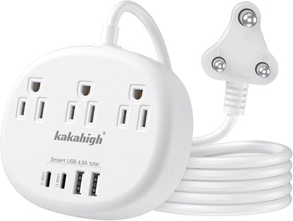 South Africa Plug Adapter, South Africa Extension Cord 3FT | Outlet Adapter for South Africa with 3 USA Outlets 4 USB, Type M Plug Adapter for Botswana Namibia Nepal Bhutan