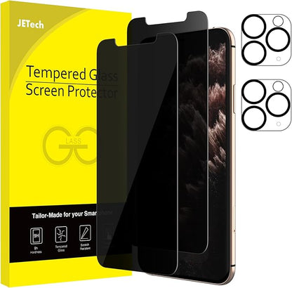 JETech Privacy Screen Protector for iPhone 11 Pro 5.8-Inch with Camera Lens Protector, Anti Spy Tempered Glass Film, 2-Pack Each