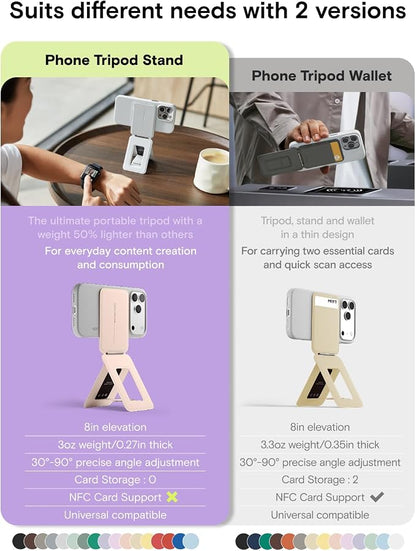 MOFT Phone Stand, Magnetic Phone Tripod Stand Stain-Resistant MOVAS Leather & Angle Adjustment & Strong Magnets Tripod for iPhone 17/16/15/14/13/12 (Included Metal Ring)-Blush