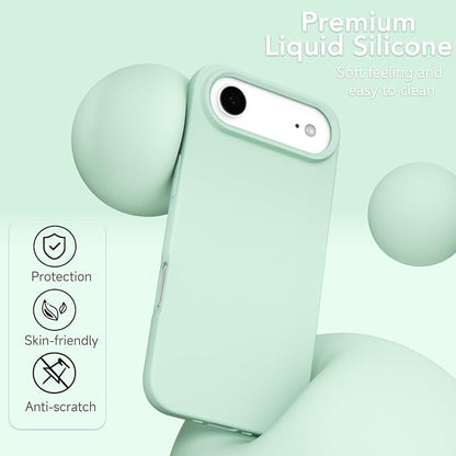 for iPhone 17 Air Case Silicone Compatible with Magsafe Case, Ultra Slim Thin Magnetic Phone Cases Mag Safe, Cute Soft Rubber Gel TPU Matte Plain Wireless Charging Cover for Women, Mint Green