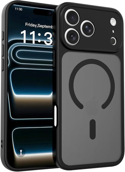 Magnetic iPhone Case Compatible with MagSafe, Shockproof Translucent Matte Phone Case for iPhone 17 Pro Max, iPhone 17 Pro, Anti-Fingerprint, Oil Resistant, Stain Resistant(Black, iPhone 17 Pro Max)