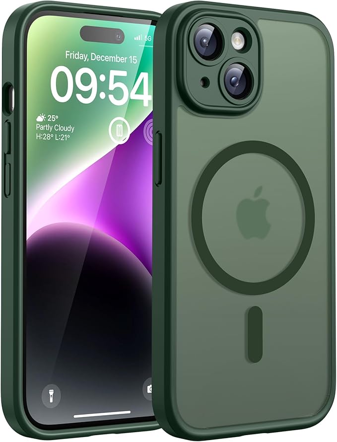TOCOL for Phone 14 Case, Compatible with Magsafe Charger, Full Camera Protection, Drop Protection, Translucent Matte Phone Case for iPhone 14 6.1 inch (Alpine Green)