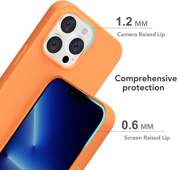 for iPhone 13 Pro Max Case Silicone Compatible with Magsafe Case, Ultra Slim Thin Magnetic Phone Cases Mag Safe, Cute Soft Rubber Gel Matte Plain Wireless Charging Cover for Women, Neon Orange
