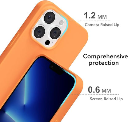 for iPhone 13 Pro Max Case Silicone Compatible with Magsafe Case, Ultra Slim Thin Magnetic Phone Cases Mag Safe, Cute Soft Rubber Gel Matte Plain Wireless Charging Cover for Women, Neon Orange